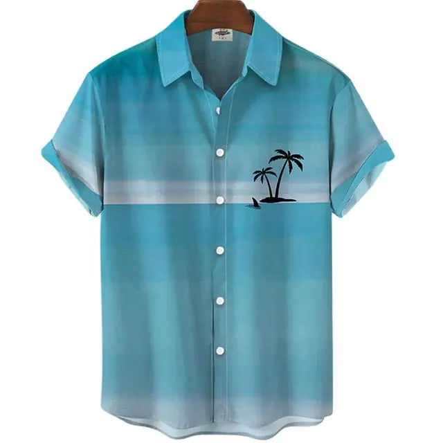 3D Coconut Tree Hawaiian Shirts For Men Summer Beach Short Sleeve