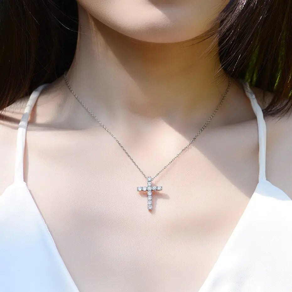 Elegant Moissanite Cross Pendants For Women