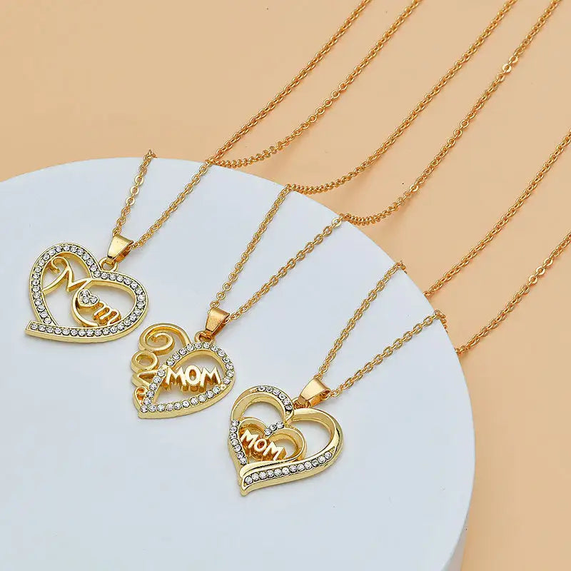 Diamond Heart Shaped Mom Necklace