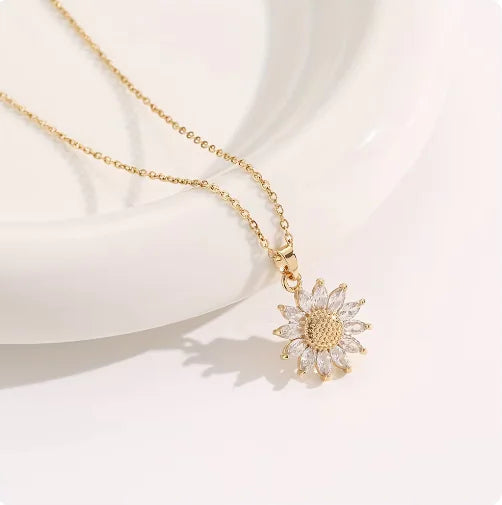 Beautiful Sunflower Medallion Necklace Gift Set.