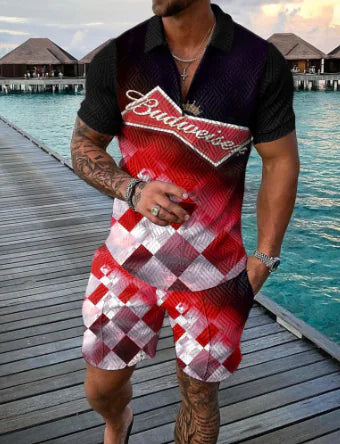 Men's XL Sporty Patch Polo Set