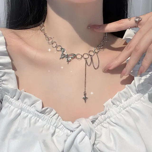 Layered Crystal Pearl Pendant Necklace