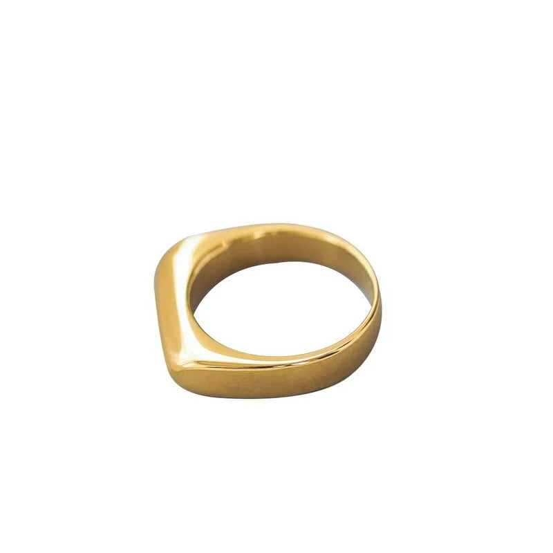 Hot Sell Square Plain Ring: 18K Gold Plated Titanium Stainless Steel Jewelry