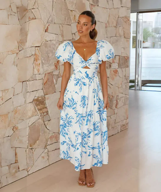 Playful Summer V-Neck Printed Dress