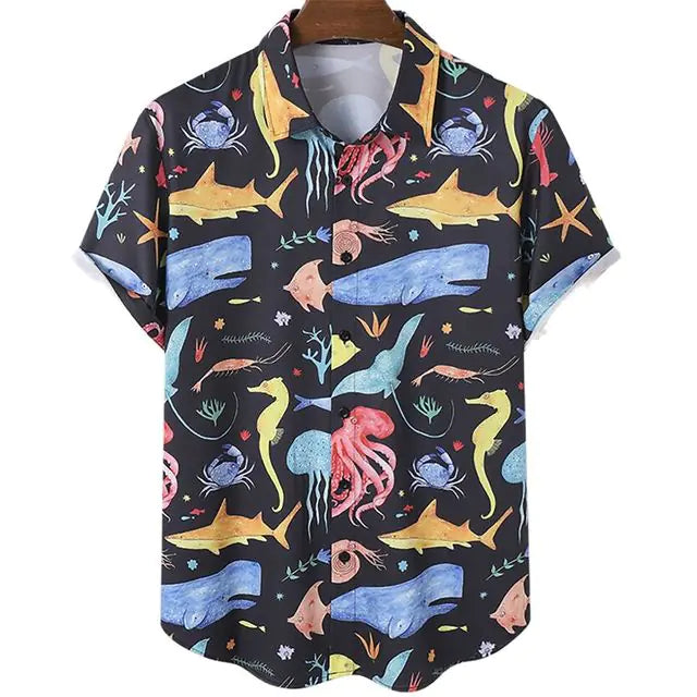3D Coconut Tree Hawaiian Shirts For Men Summer Beach Short Sleeve