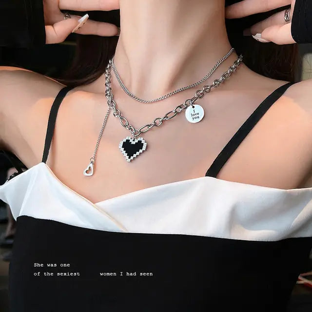 Layered Crystal Pearl Pendant Necklace