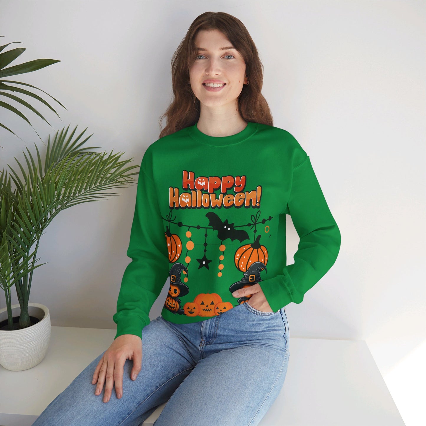 Happy Halloween Spooky Pumpkin Crewneck Sweatshirt