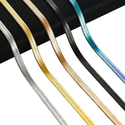 Unique Flat Gold Color Stainless Steel Necklace Blade Chain