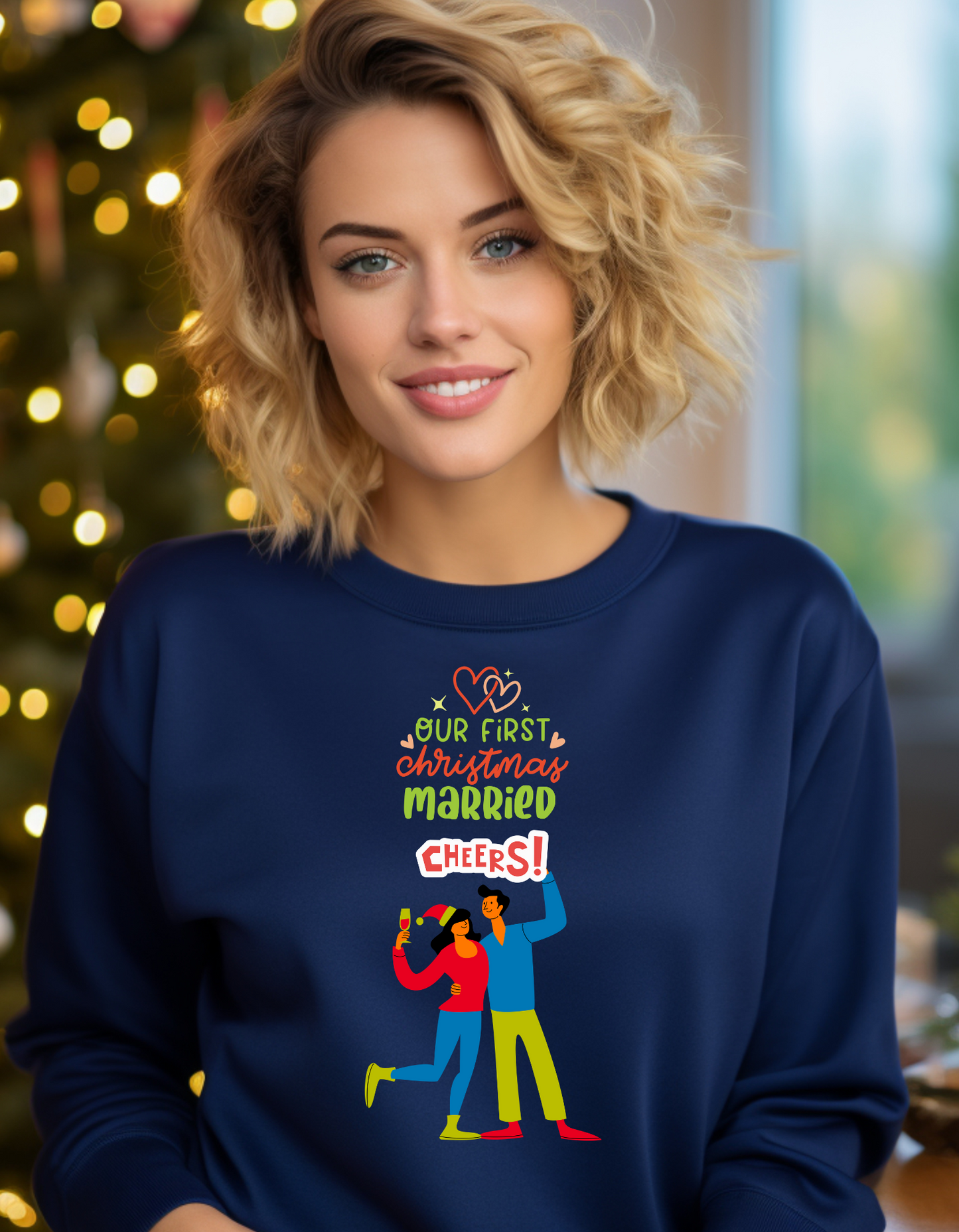 💍🎄 Our First Christmas Married – Festive Sweatshirt for Newlyweds