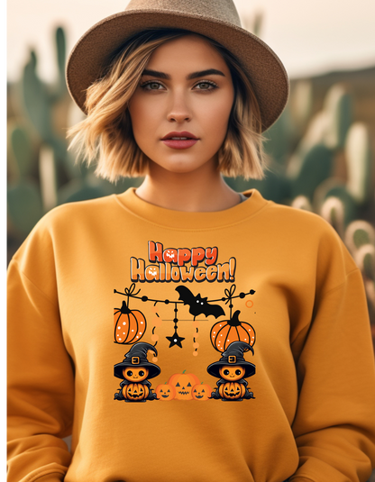 Happy Halloween Spooky Pumpkin Crewneck Sweatshirt