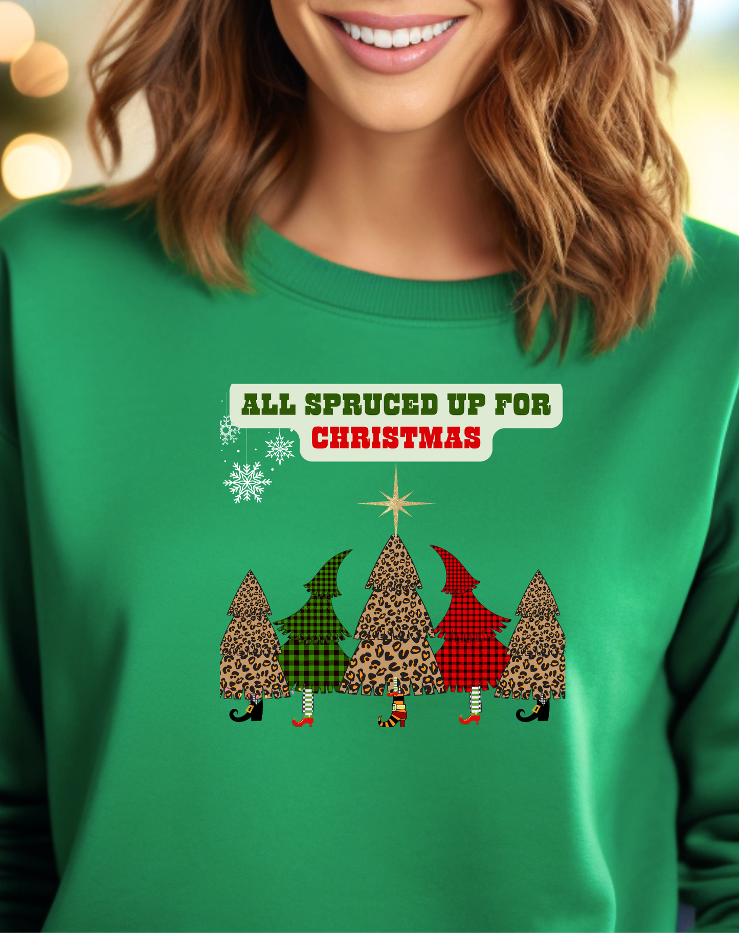 🎄All Spruced Up for Christmas – Funny Tree & Gnome Holiday Sweatshirt