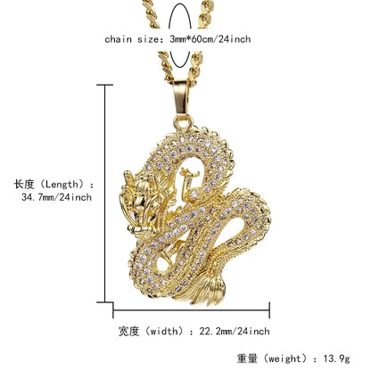 Luxury Gold Color Zircon Dragon Necklace