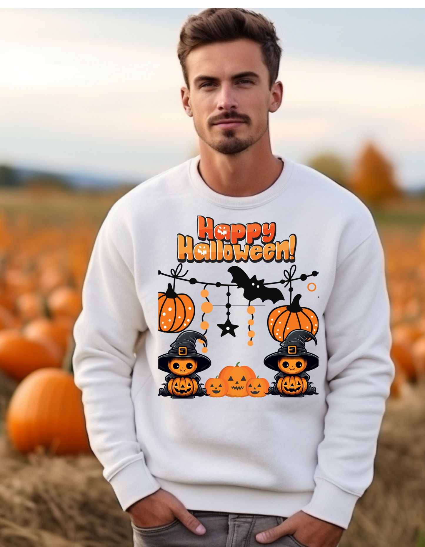 Happy Halloween Spooky Pumpkin Crewneck Sweatshirt