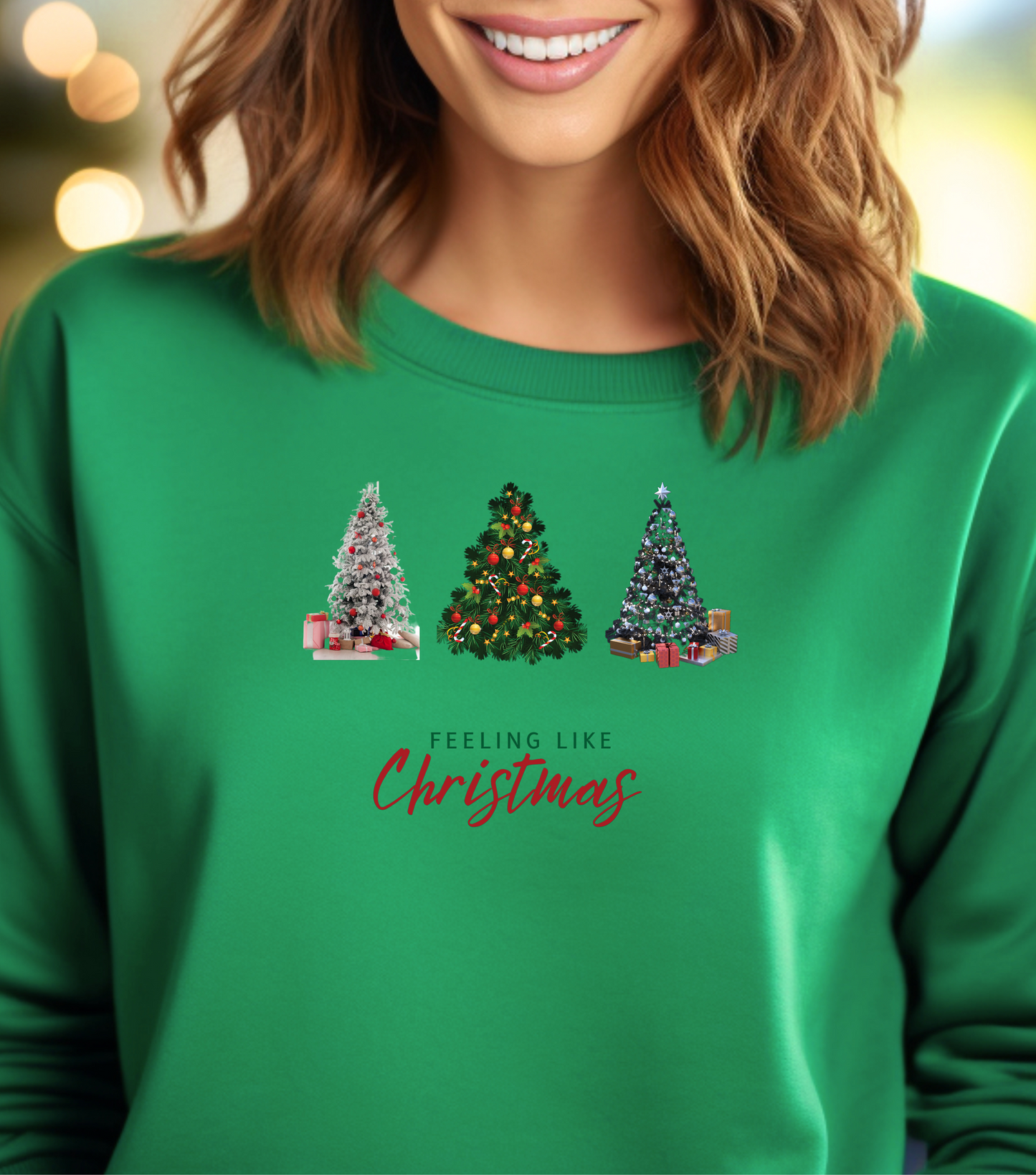 🎄 Feeling Like Christmas – Festive Tree Decorating Sweatshirt