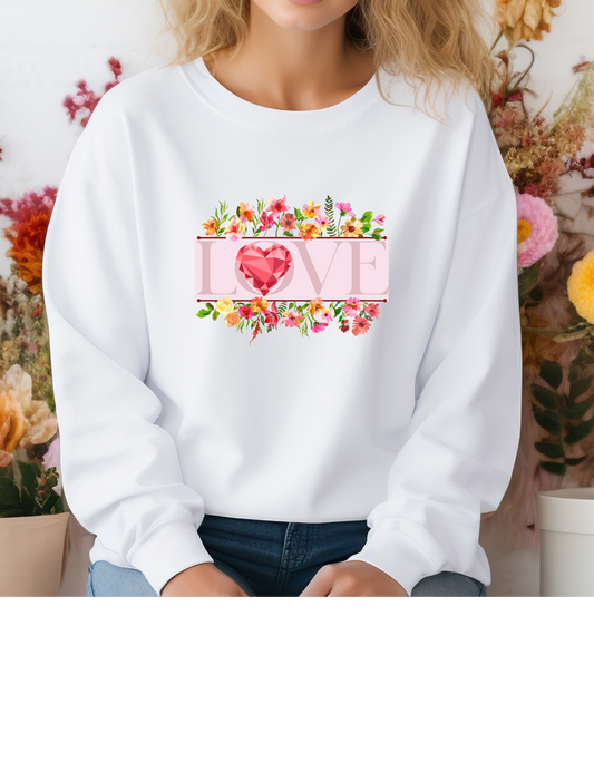 Wild Pink Flower Bouquet LOVE Sweatshirt