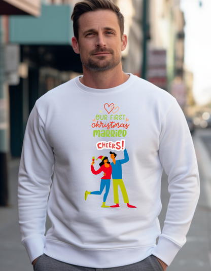 💍🎄 Our First Christmas Married – Festive Sweatshirt for Newlyweds