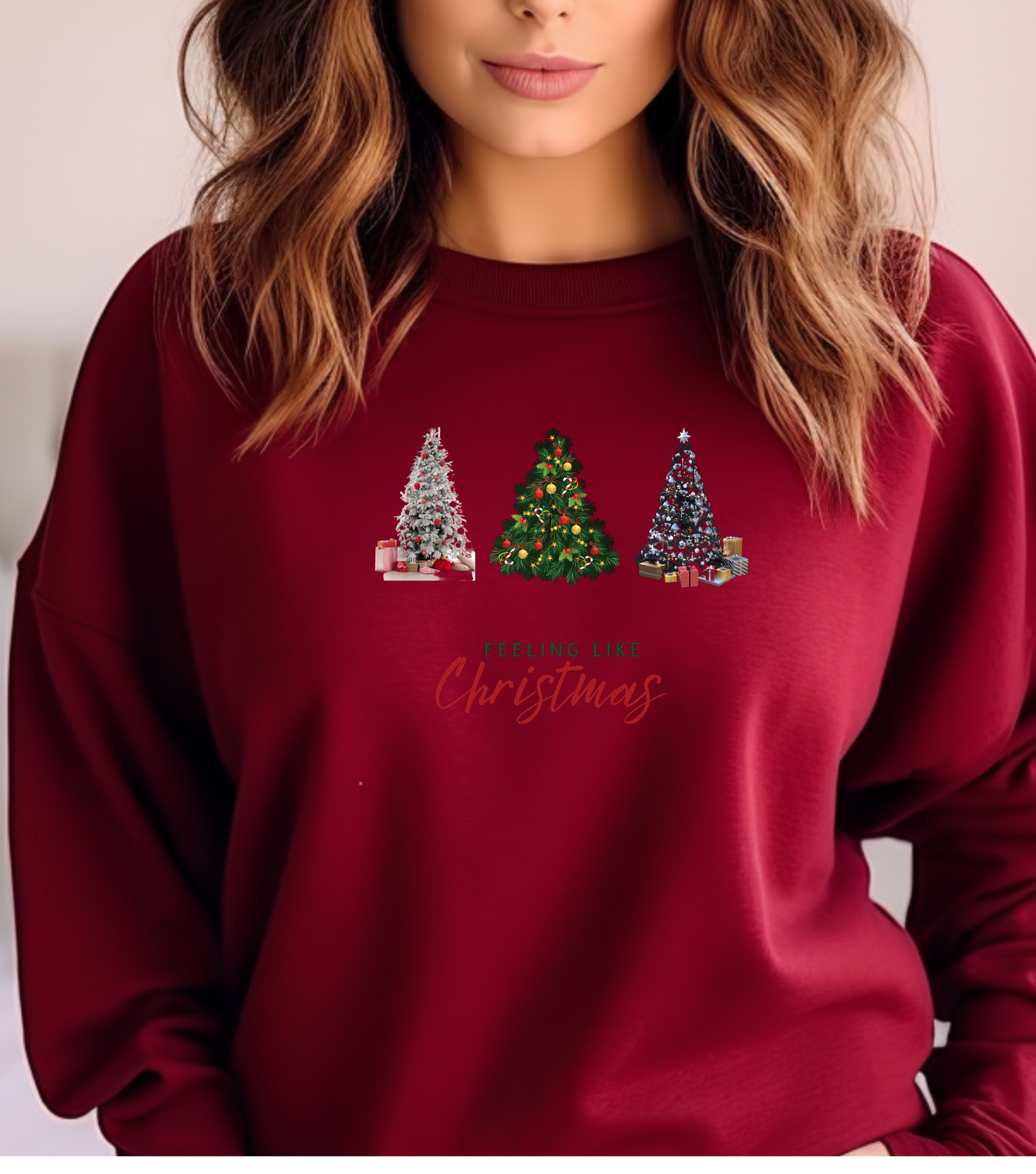 🎄 Feeling Like Christmas – Festive Tree Decorating Sweatshirt