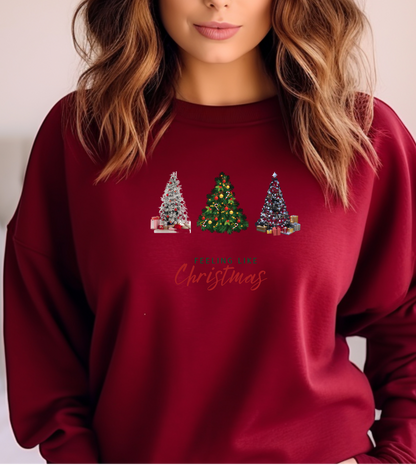 🎄 Feeling Like Christmas – Festive Tree Decorating Sweatshirt