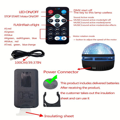 Aqua Glow LED Water Pattern Starry Sky Light