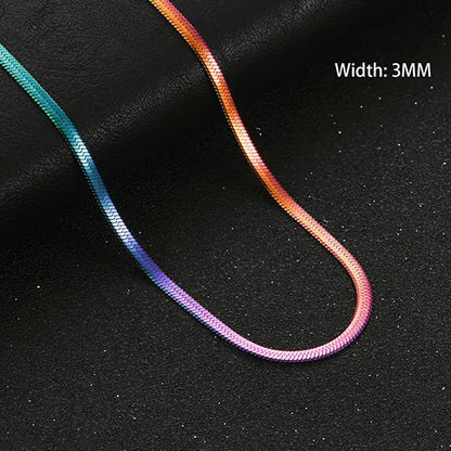 Unique Flat Gold Color Stainless Steel Necklace Blade Chain