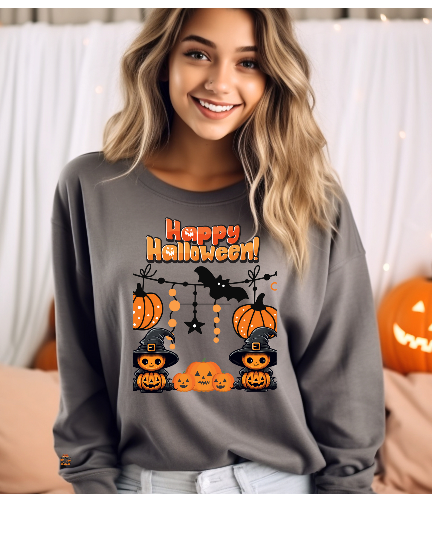 Happy Halloween Spooky Pumpkin Crewneck Sweatshirt