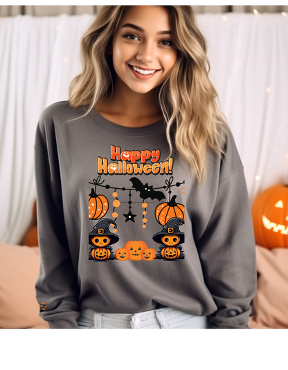 Happy Halloween Spooky Pumpkin Crewneck Sweatshirt