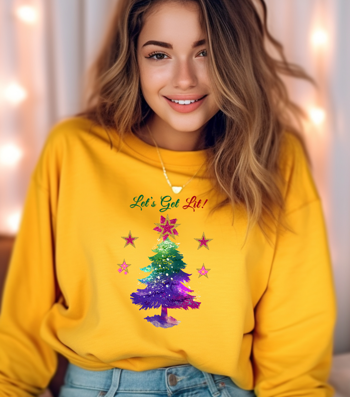 Let’s Get Lit! – Christmas Tree Graphic Sweatshirt