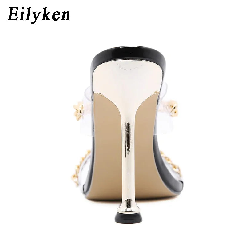 Edgy Chain Heel Slippers