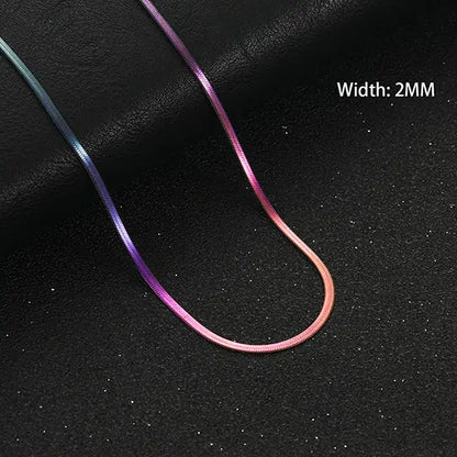 Unique Flat Gold Color Stainless Steel Necklace Blade Chain