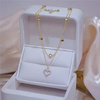 Layered Crystal Pearl Pendant Necklace