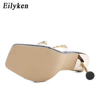 Edgy Chain Heel Slippers