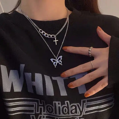 Layered Crystal Pearl Pendant Necklace