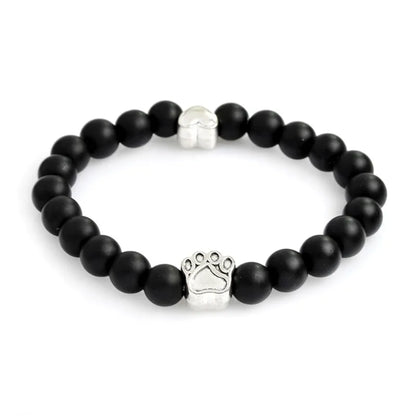Tiny Antique Paw Charm Stone Bracelet