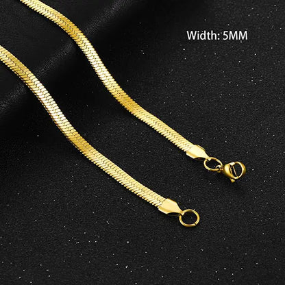 Unique Flat Gold Color Stainless Steel Necklace Blade Chain