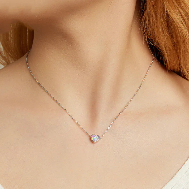 Opal Heart Elegance Necklace