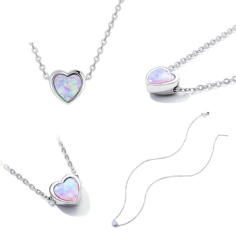 Opal Heart Elegance Necklace