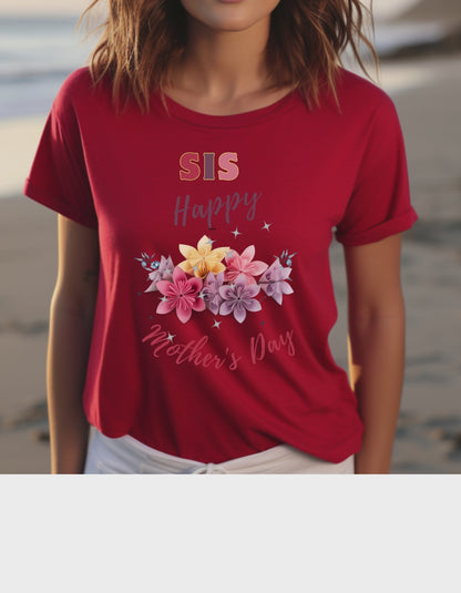 Celebrate Mother's Day with a special t-shirt for your sister! Our "Sis Happy Mother's Day" tee features a beautiful bouquet of flowers.